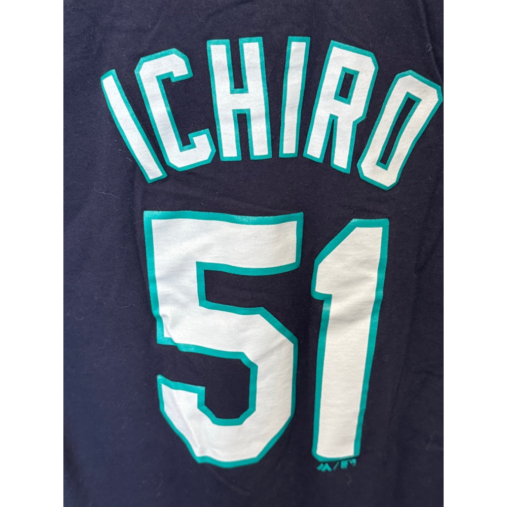 Youth Majestic Seattle Mariners Ichiro 51 Jersey XL Navy Teal short sleeve - Picture 4 of 8